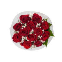 Dozen Rose Bouquet with filler & greens - 1 Each